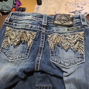 Women's MISS ME Boot Cut Jeans Sz 26 Embellished Pockets